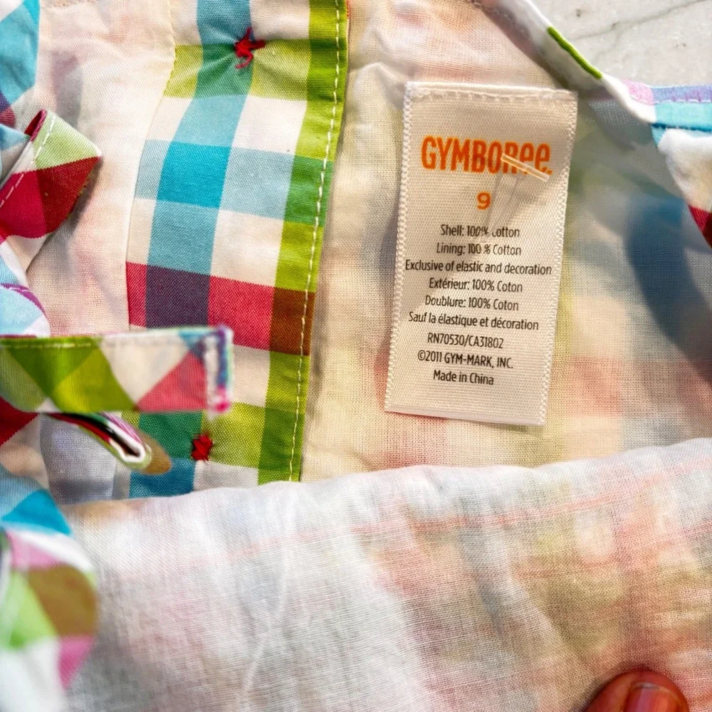 Gymboree Girls Size 9 Top Gingham Plaid Smocked Cotton Summer Tunic Lined Excel!